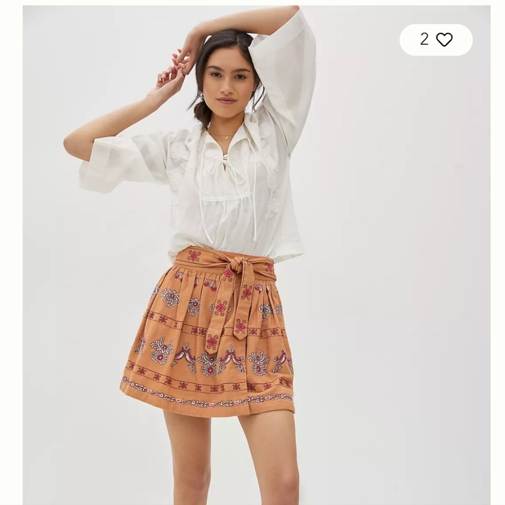 ✨️NWT✨️ Anthropologie Meghan Embroidered Mini Skirt, Size 14, $158 MSRP